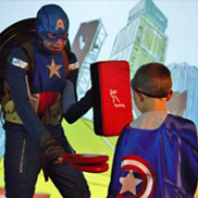 Captain and Kid in a Captain America Suit