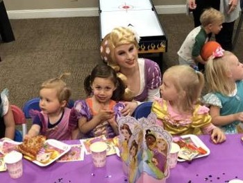 Rapunzel Sitting at a Table